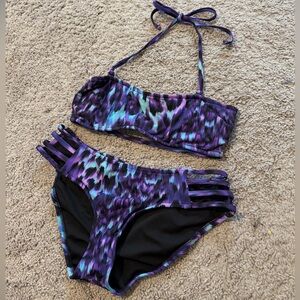 Venus Swim Set Convertible Bandeau Top with Bikini Bottoms Strappy Size 6